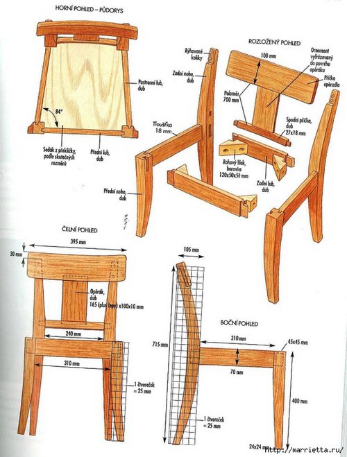 Складной стул из дерева схема